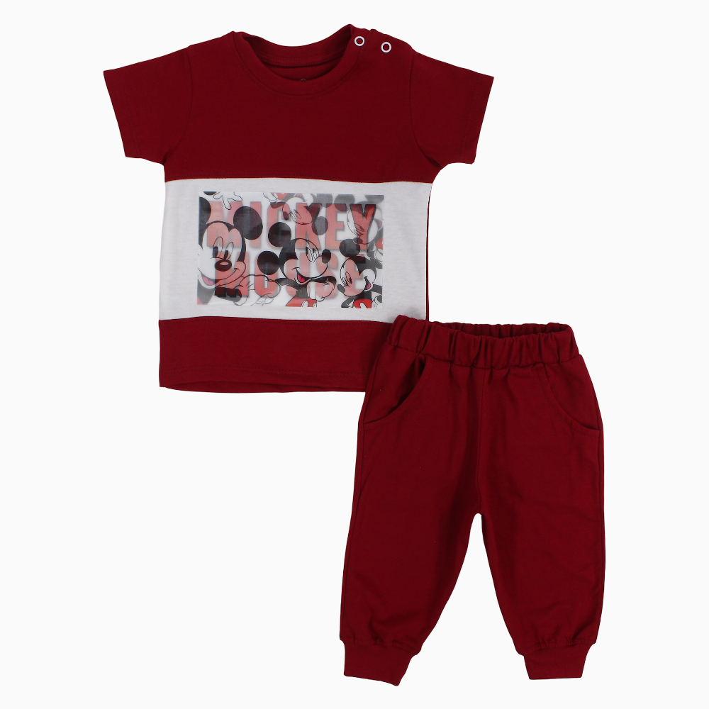 Baby Boys Cotton Pajama Set – Mickey Mouse Design