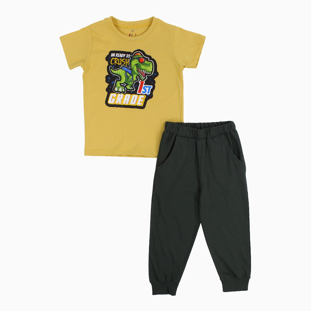 Boys Cotton Pajama Set – Dino Print