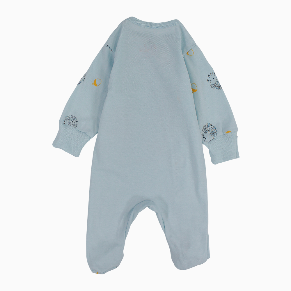 Baby Boys Cotton Baby Footie - Fox and Hedgehog Print