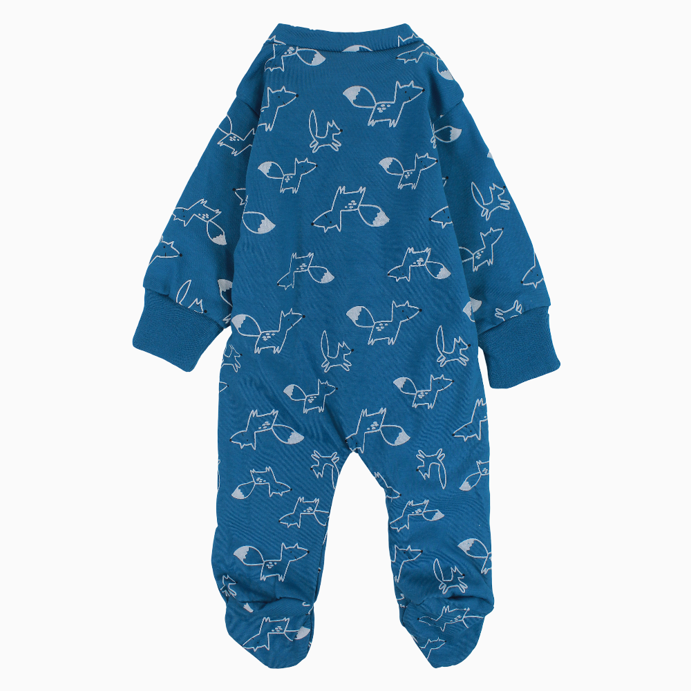 Baby Boys Cotton Baby Footie - Fox and Hedgehog Print