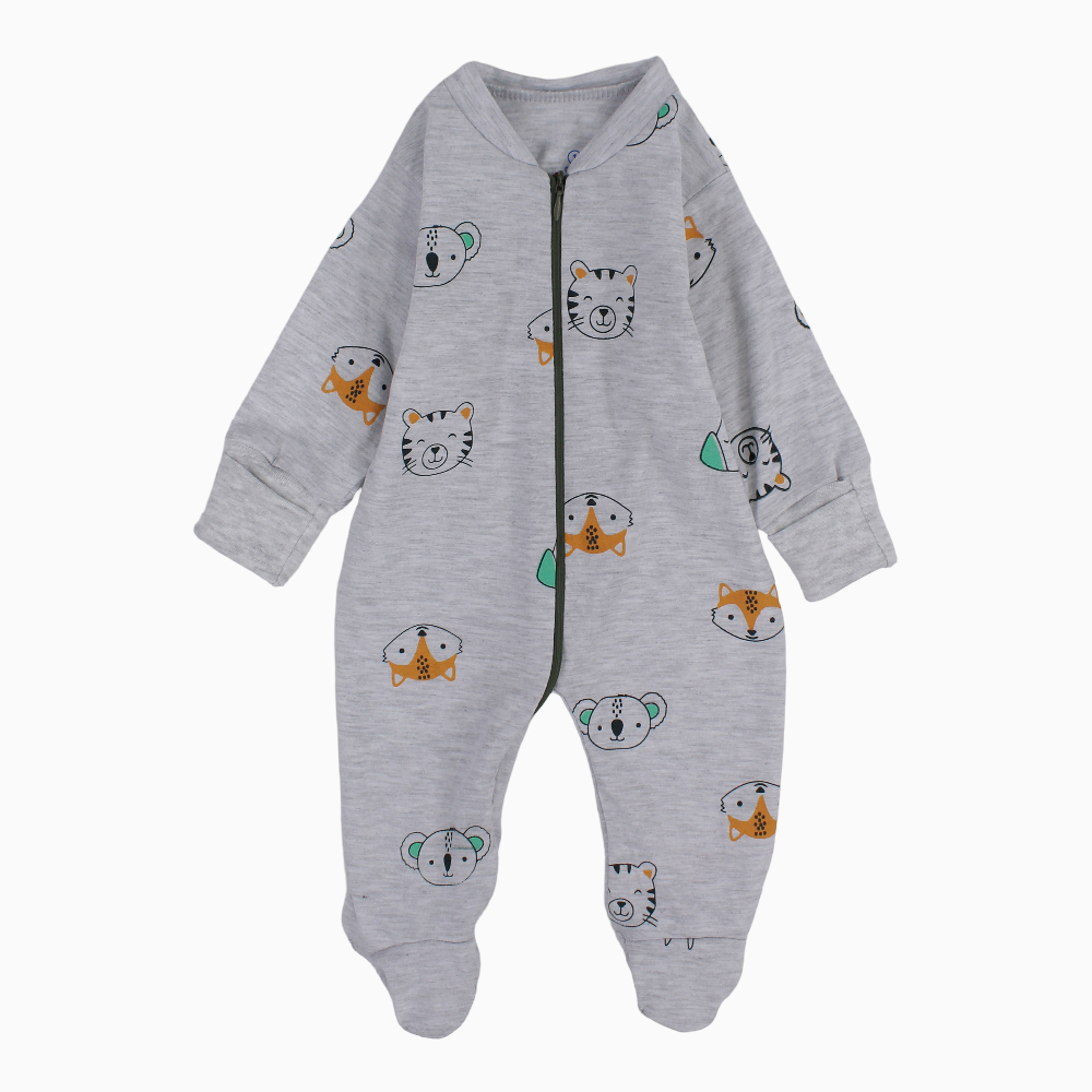 Baby Boys Cotton	Baby Footie - Wild Animals Design