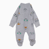 Baby Boys Cotton	Baby Footie - Wild Animals Design