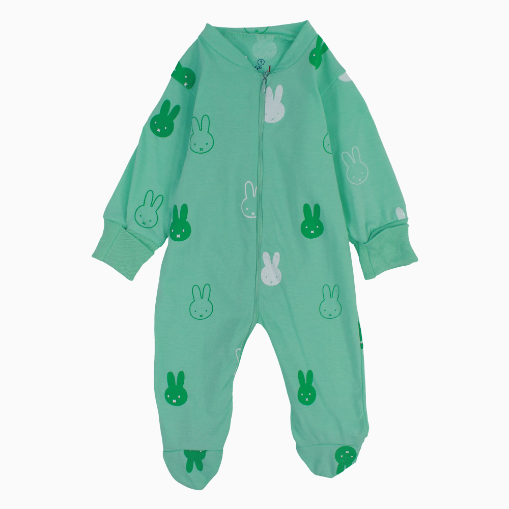 Baby Girls Cotton Baby Footie - Cute Bunny Design