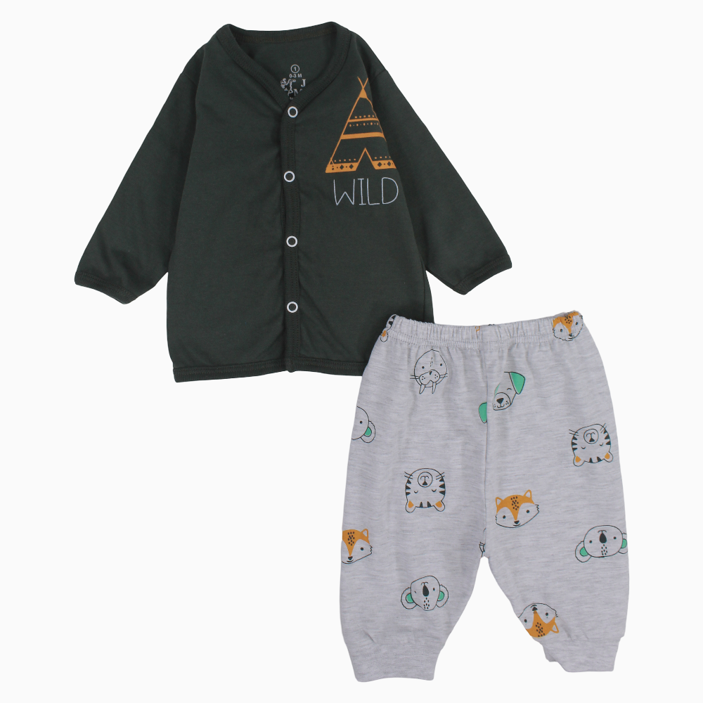 Baby Boys Cotton Pajama Set – Wild Animals Print