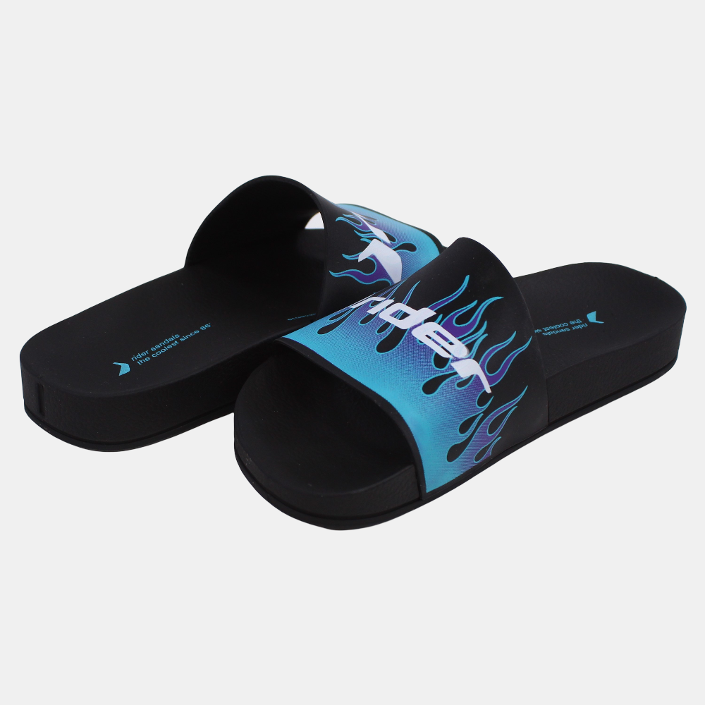 Unisex Rubber Slides - Black/Blue