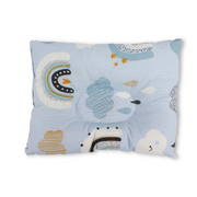 Cotton Baby Small Pillow – Baby Blue with Cloud & Rainbow Print