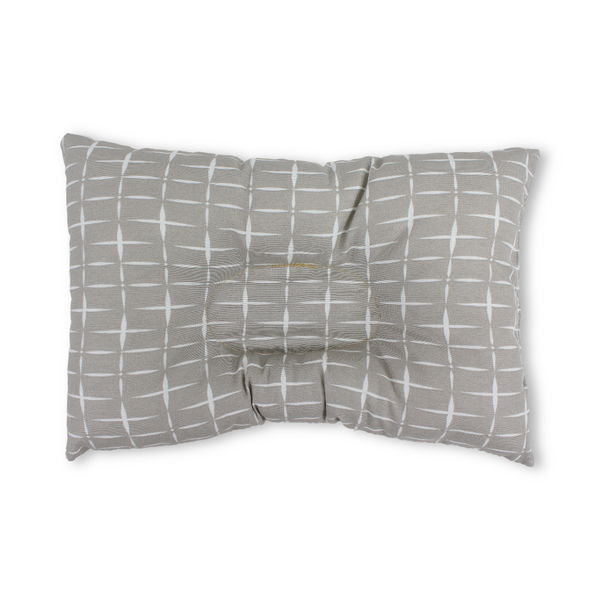 Cotton Baby Small Pillow – Off-White & Grey with Squares Print