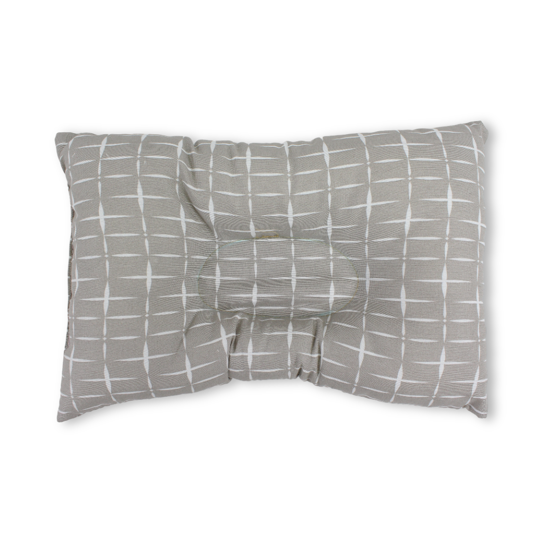 Cotton Baby Small Pillow – Off-White & Grey with Squares Print