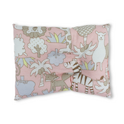 Cotton Baby Small Pillow – Pink with Animals & Trees Print