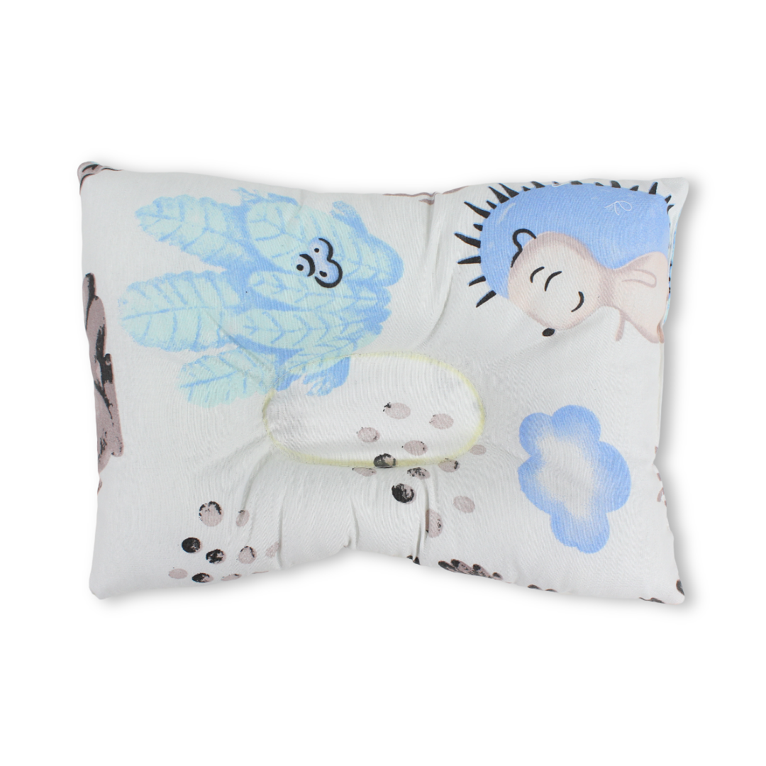 Cotton Baby Small Pillow – Off-White with Cloud & Owl Print