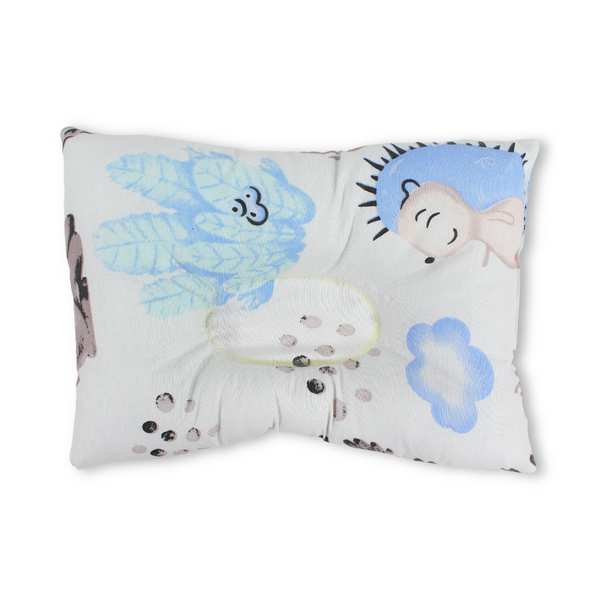 Cotton Baby Small Pillow – Off-White with Cloud & Owl Print