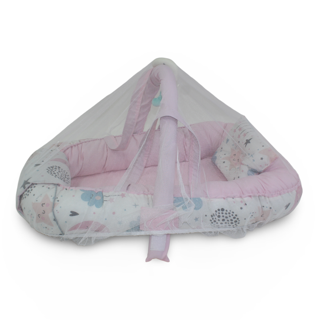 Cotton Baby Nest – Pink with Stars Print