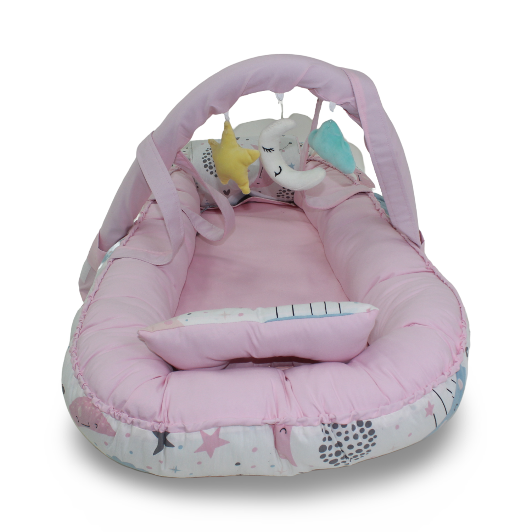 Cotton Baby Nest – Pink with Stars Print
