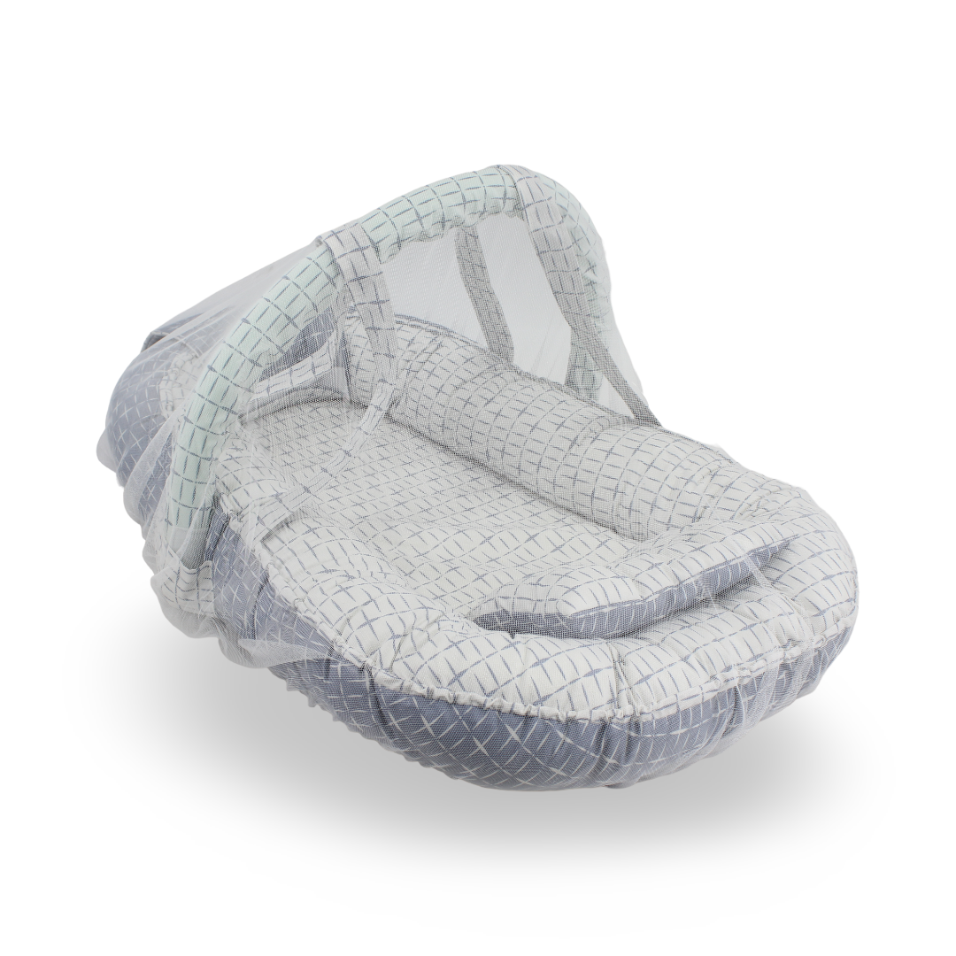 Cotton Baby Nest – Off-White & Grey - Baby Essentials - Kiddy