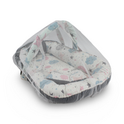 Cotton Baby Nest – Off-White & Dark Grey with Stars Print