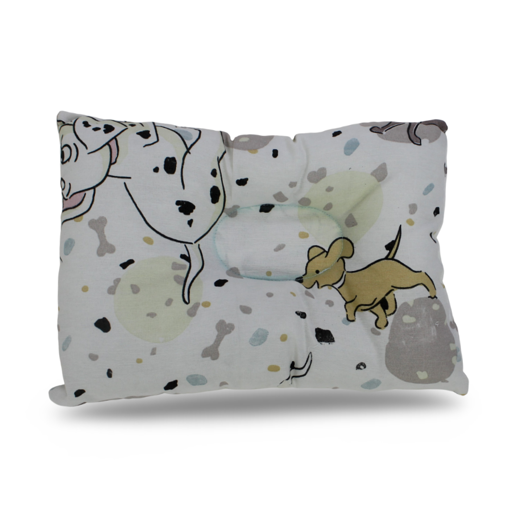 Cotton Small Pillow – Off-White with Dalmatian Print