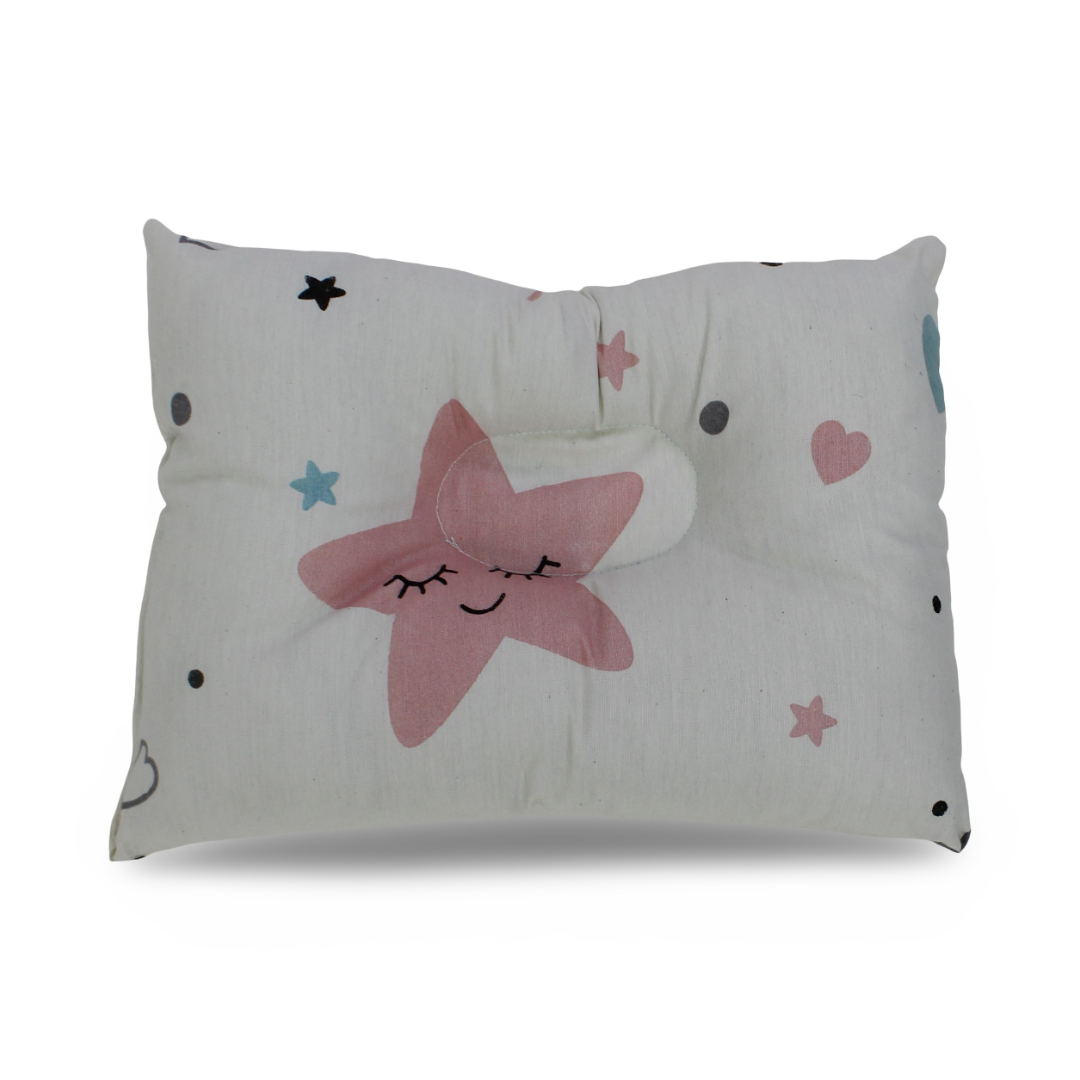 Cotton Small Pillow – Off-White with Stars Print - Baby Essentials - Kiddy