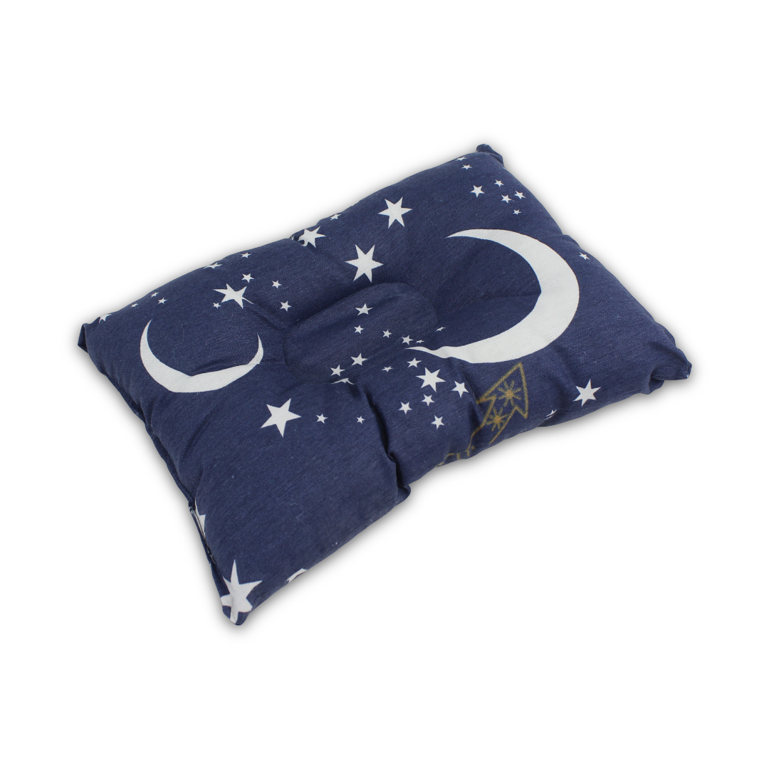 Cotton Small Pillow – Navy with Stars and Crescent Print - Baby Essentials - Kiddy