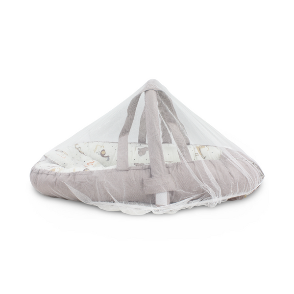 Cotton Baby Nest – Off-White & Caffe with Animals Print
