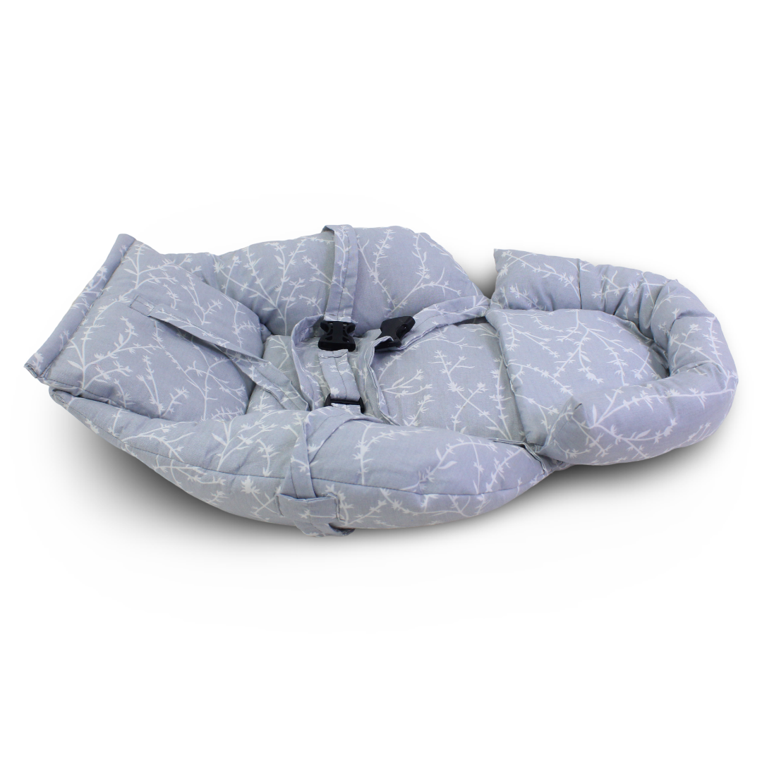 Cotton Baby Cuddle Cushion – Grey with Floral Print
