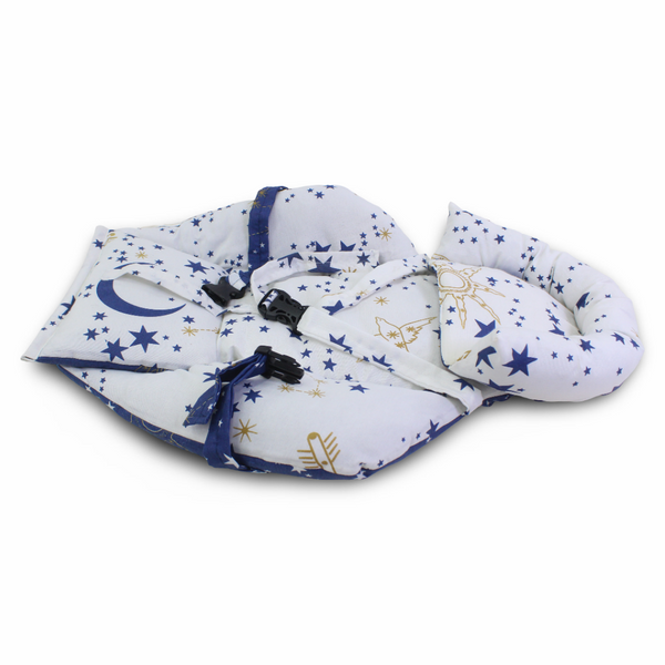 Cotton Baby Cuddle Cushion – Off-White & Navy with Stars Print