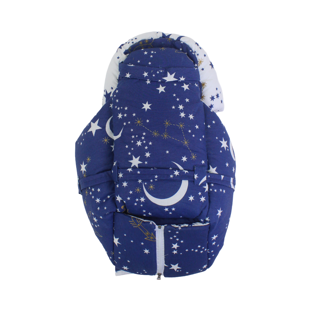 Cotton Baby Cuddle Cushion – Off-White & Navy with Stars Print