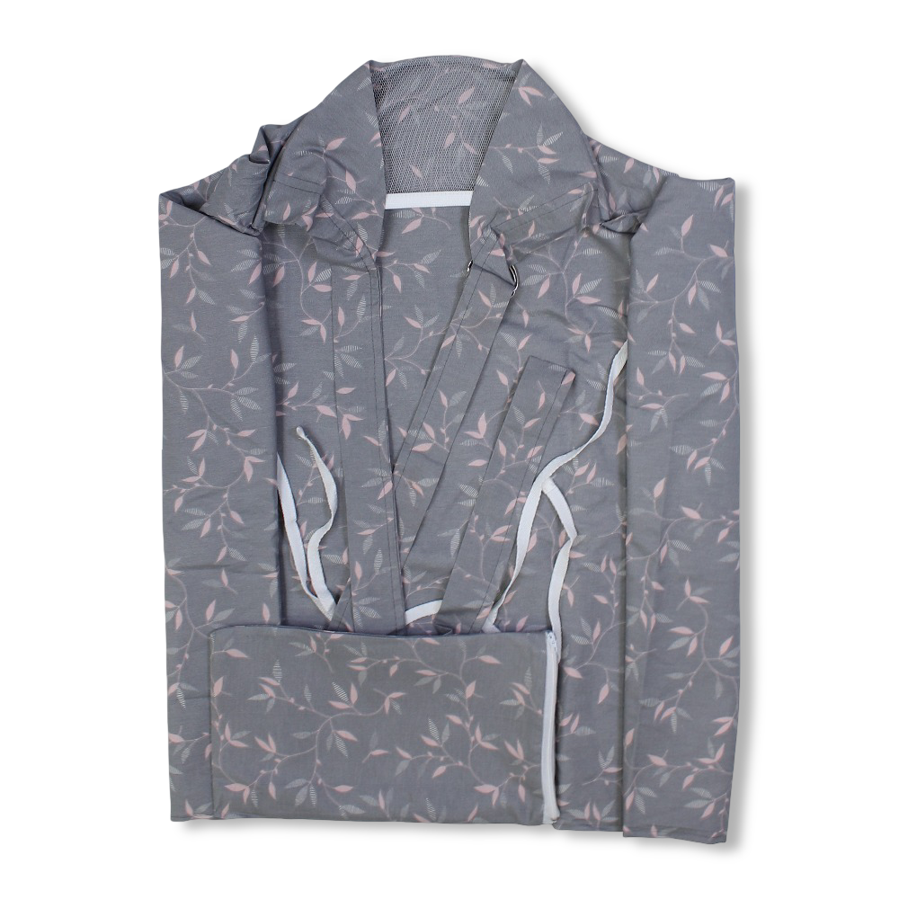 Cotton Nursing Cover – Grey with Leaves Print