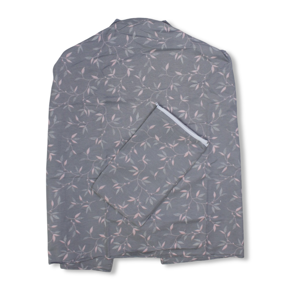 Cotton Nursing Cover – Grey with Leaves Print