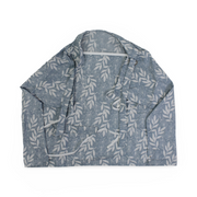 Cotton Nursing Cover – Baby Blue with Leaves Print