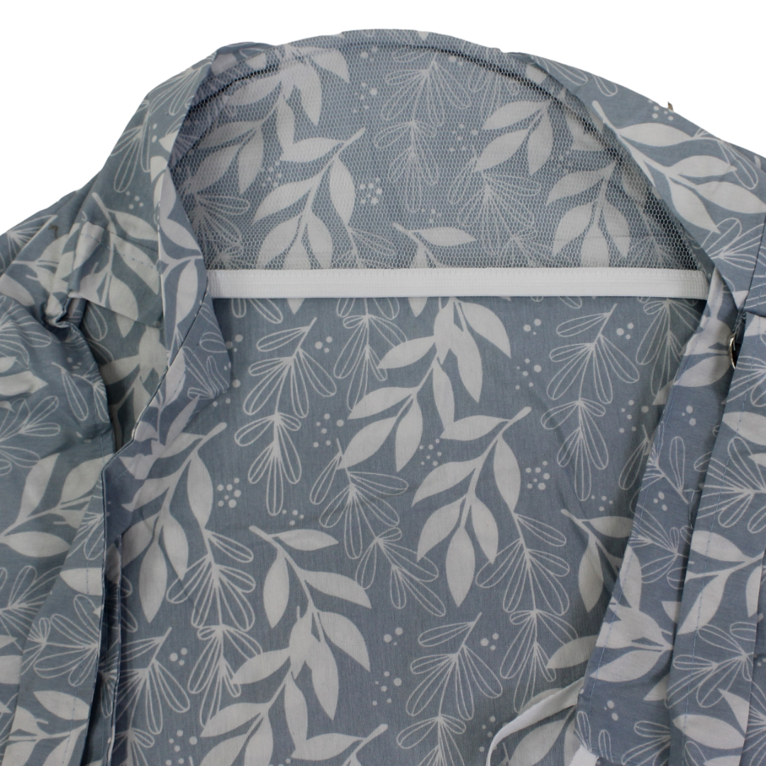 Cotton Nursing Cover – Baby Blue with Leaves Print