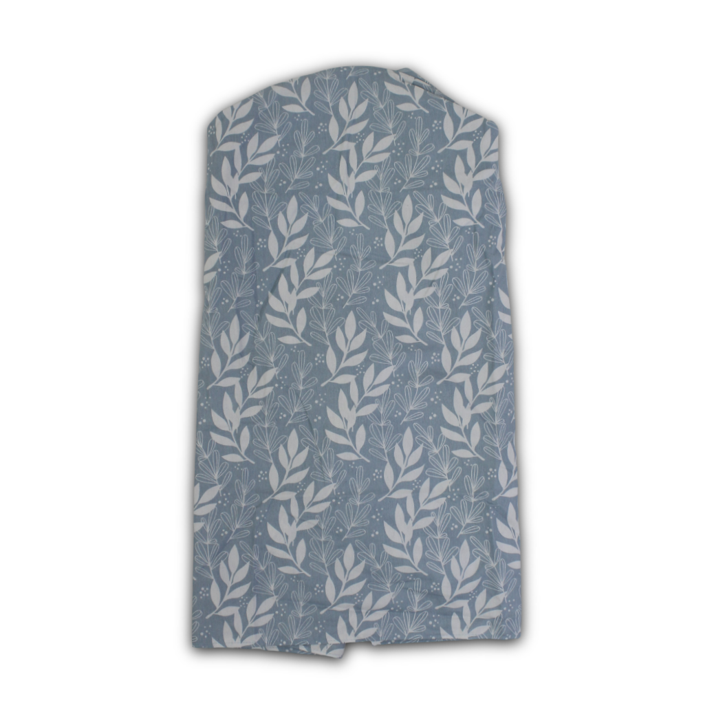 Cotton Nursing Cover – Baby Blue with Leaves Print