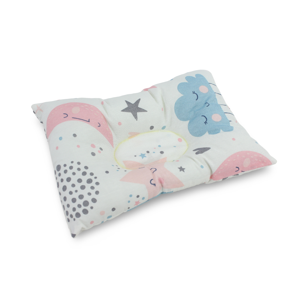 Kiddy Cotton Pillow – White with Cloud & Stars Print