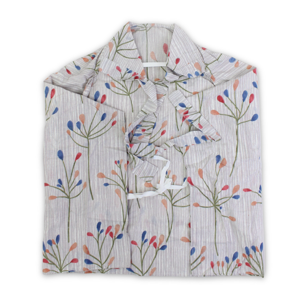 Kiddy Cotton Nursing Cover – Grey with Flowers Print