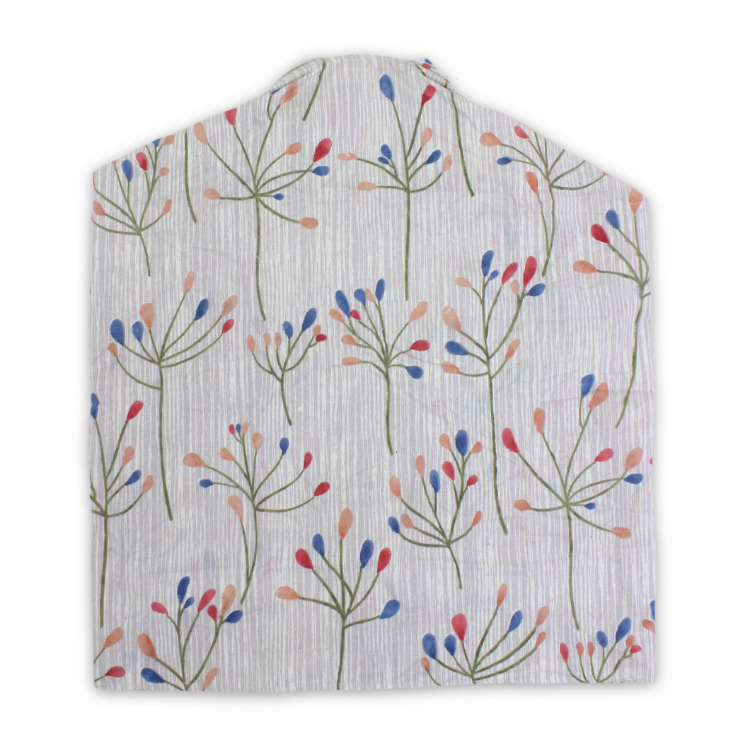 Kiddy Cotton Nursing Cover – Grey with Flowers Print