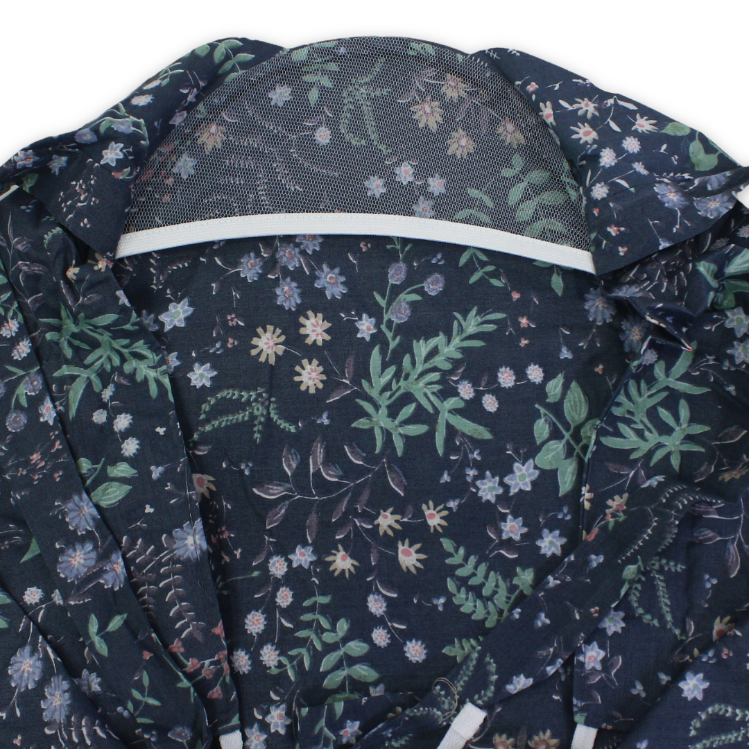 Cotton Nursing Cover Branches – Dark Grey with Floral Print
