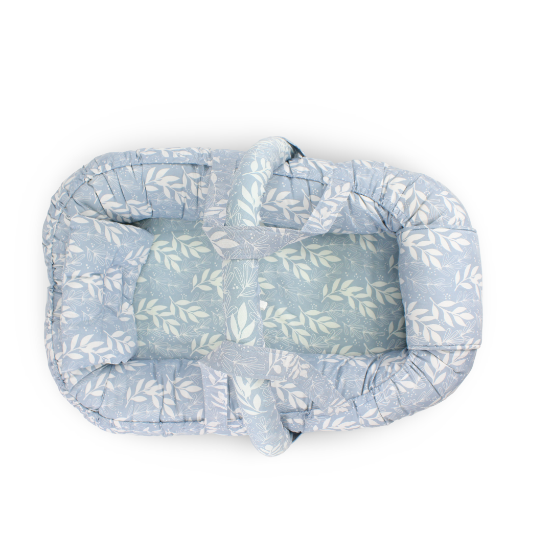Baby Nest – Baby Blue with Leaf Branch Print