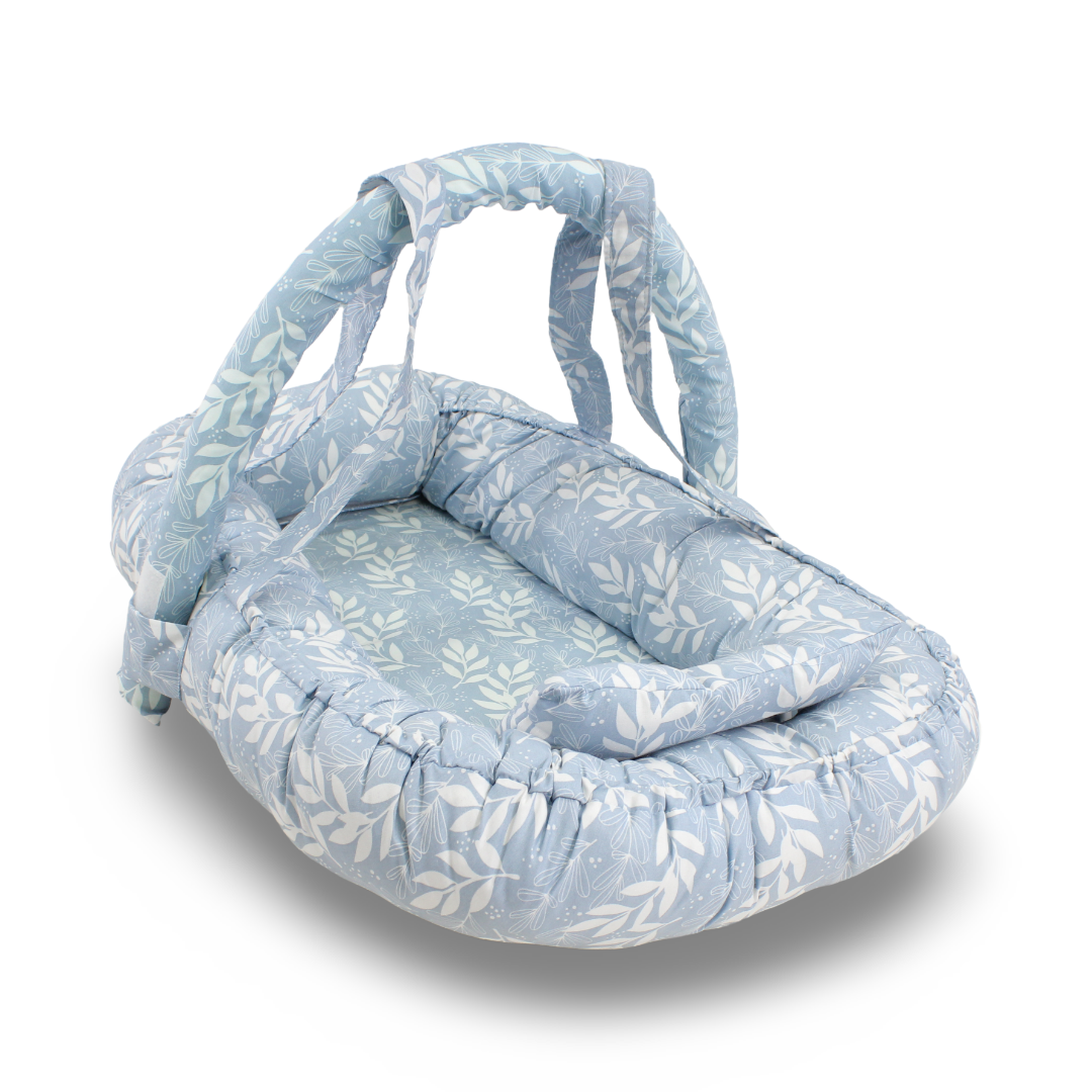 Baby Nest – Baby Blue with Leaf Branch Print