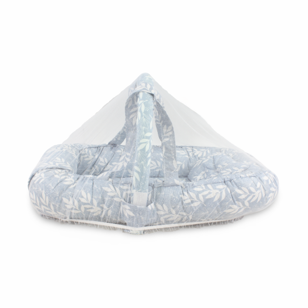 Baby Nest – Baby Blue with Leaf Branch Print