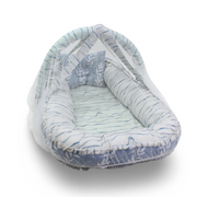 Baby Nest – Off-White & Baby Blue Stripes with Tree Branch Print