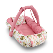 Baby Nest – Off-White & Pink with Animal Faces Print