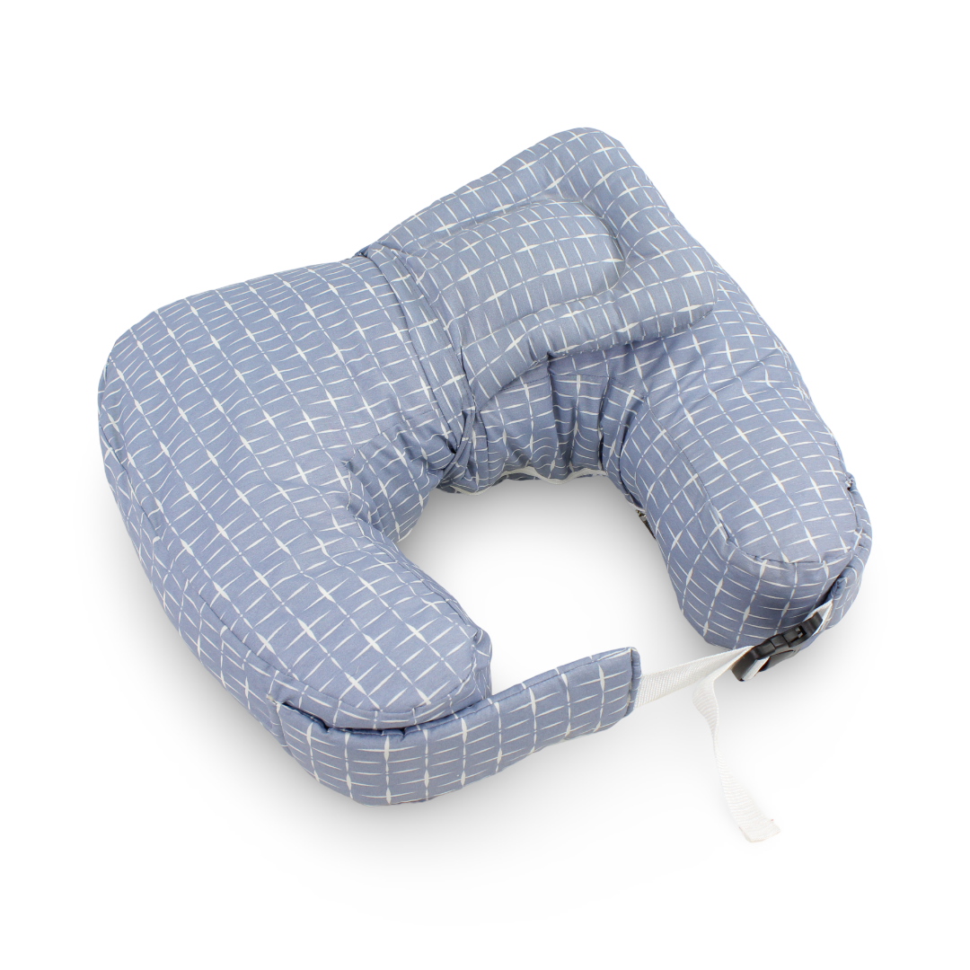 Baby Nursing Pillow – Off-White & Baby Blue Checkered