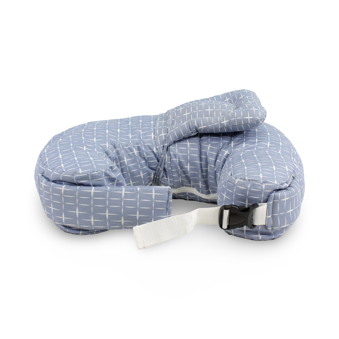 Baby Nursing Pillow – Off-White & Baby Blue Checkered