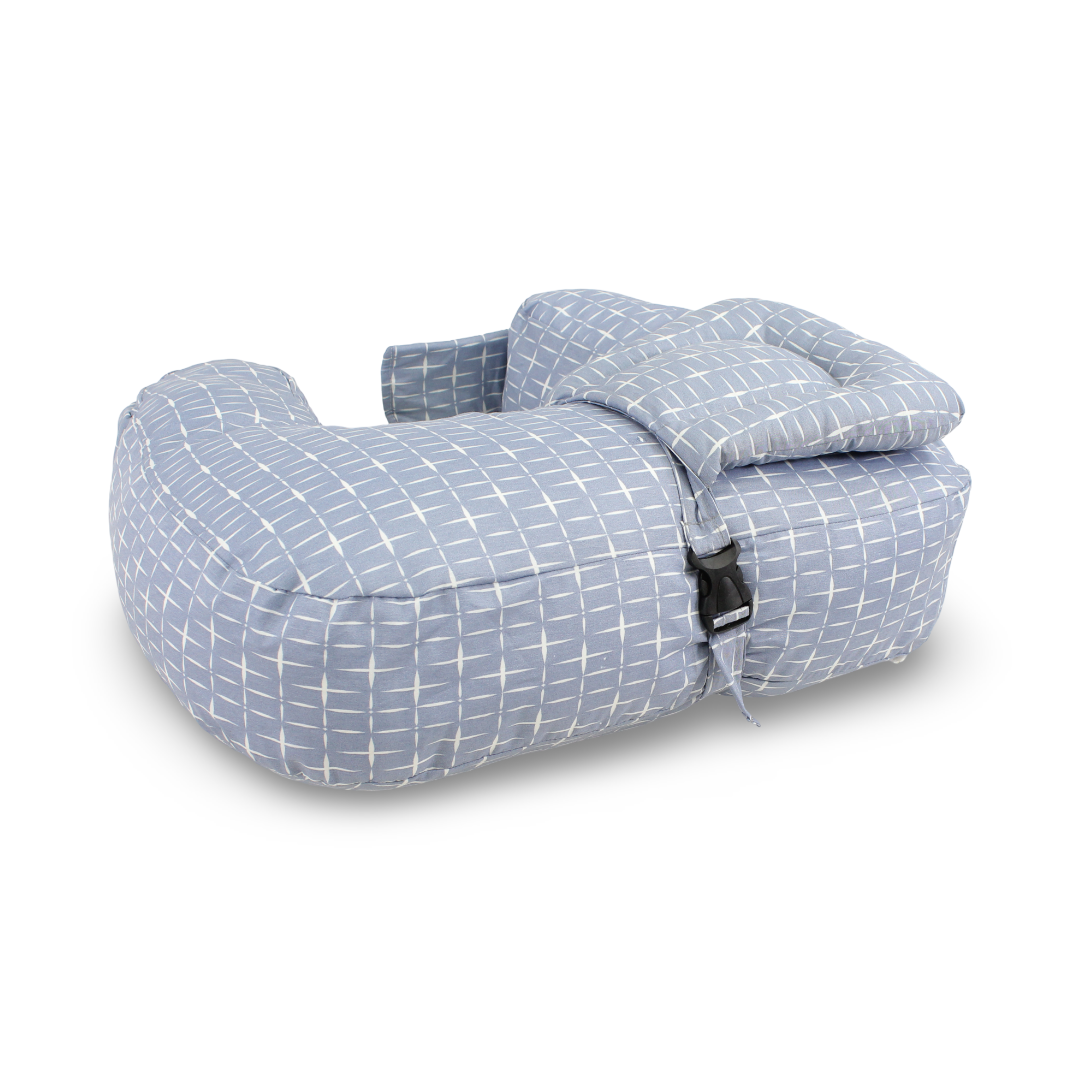 Baby Nursing Pillow – Off-White & Baby Blue Checkered