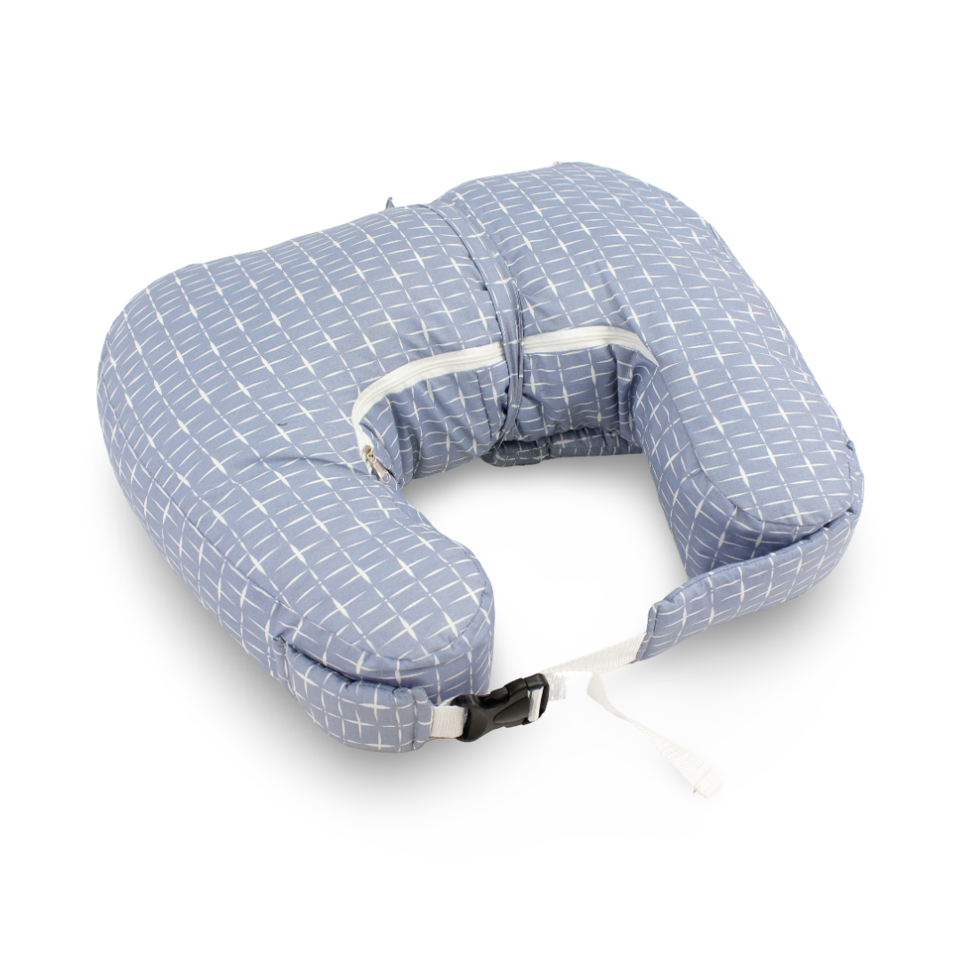 Baby Nursing Pillow – Off-White & Baby Blue Checkered