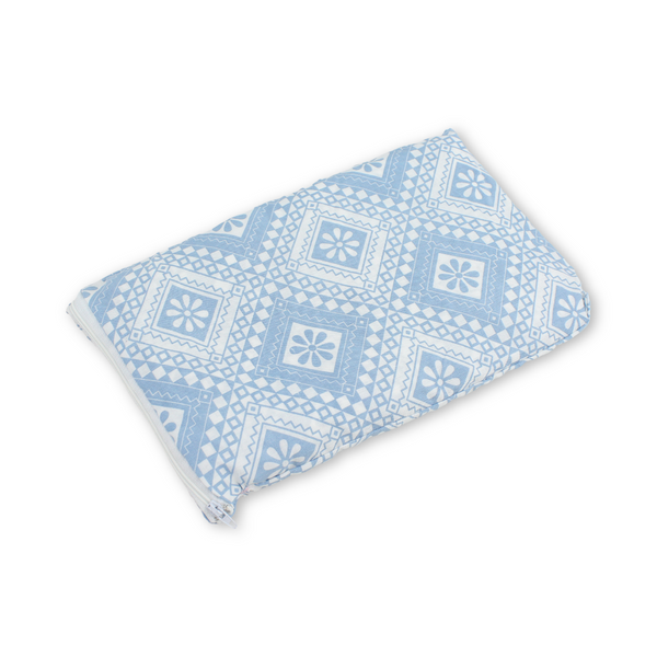 Cotton Nursing Cover – Baby Blue with Leaf Print
