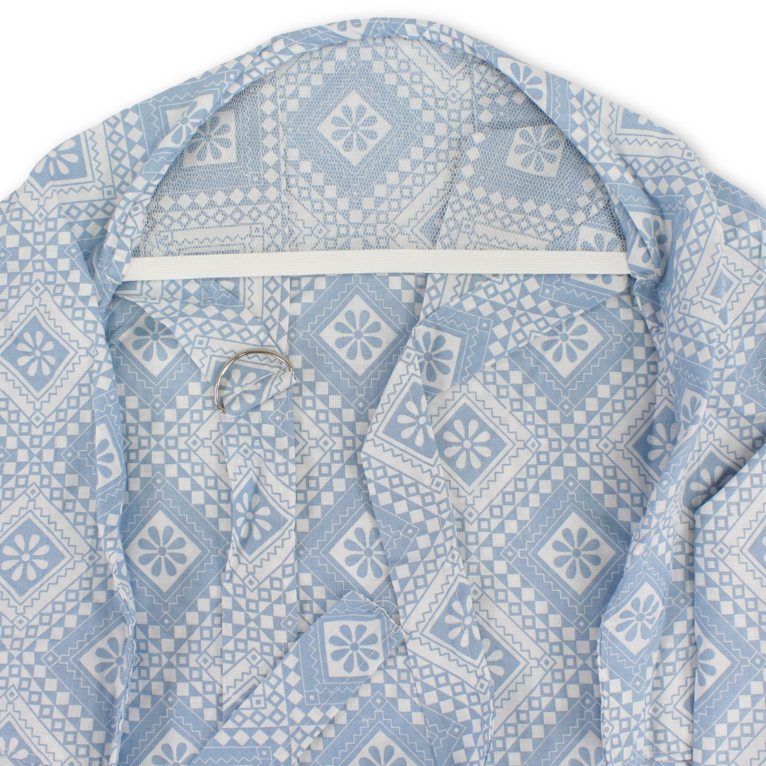 Cotton Nursing Cover – Baby Blue with Leaf Print