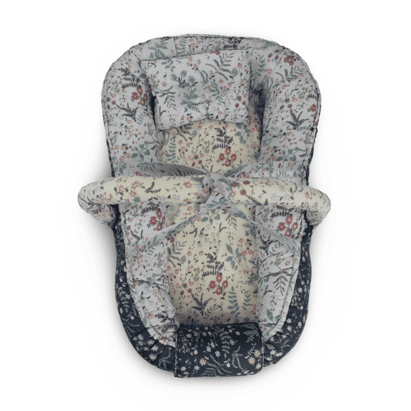Baby Nest – Off-White & Grey with Floral Pattern