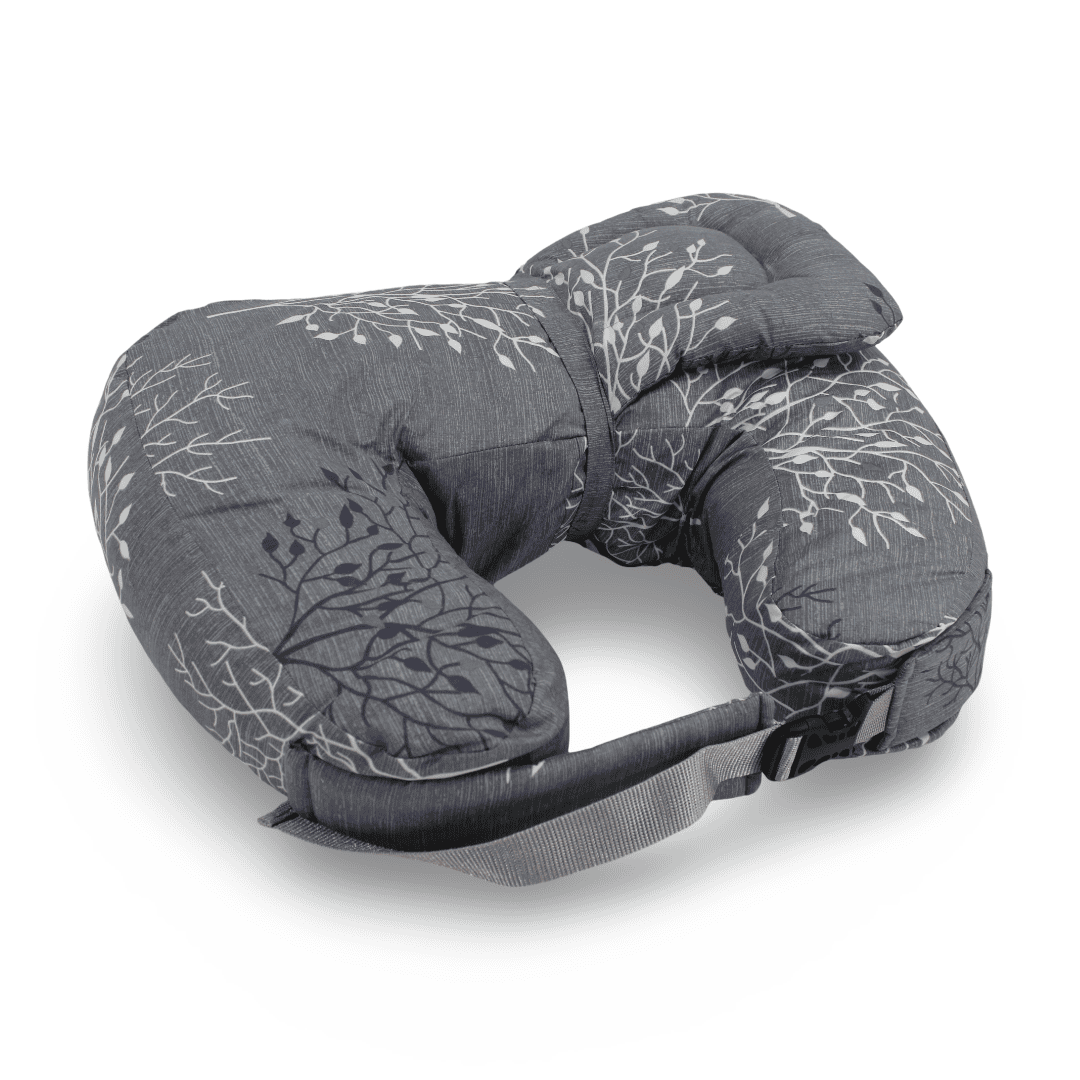 Baby Nursing Pillow – Grey with Floral Pattern - Baby Essentials - kiddy