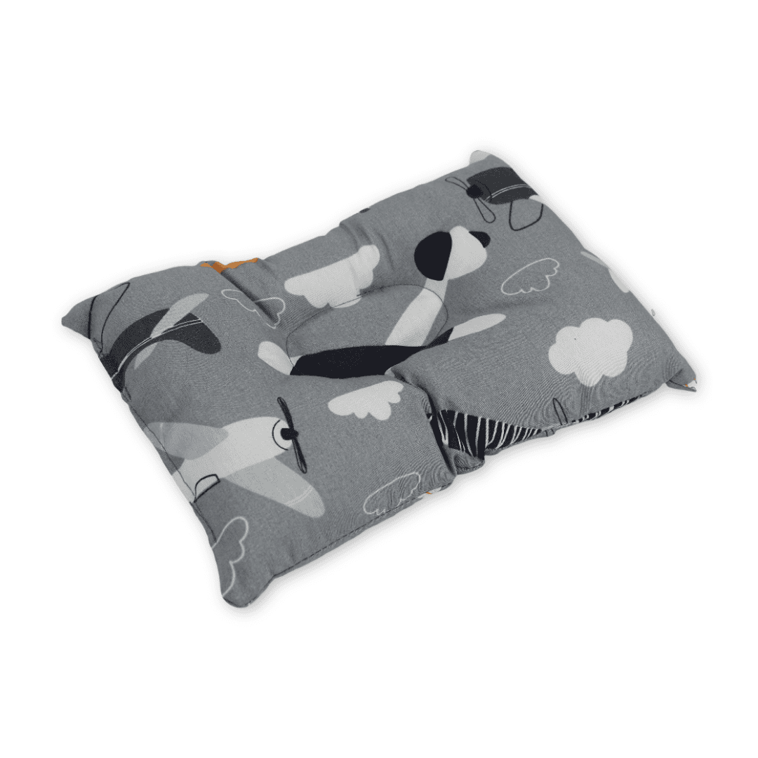 Small Pillow – Grey with Plane Print