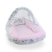 Cotton Baby Nest – Pink & Off-White with Unicorn Print - Baby Essentials - Kiddy